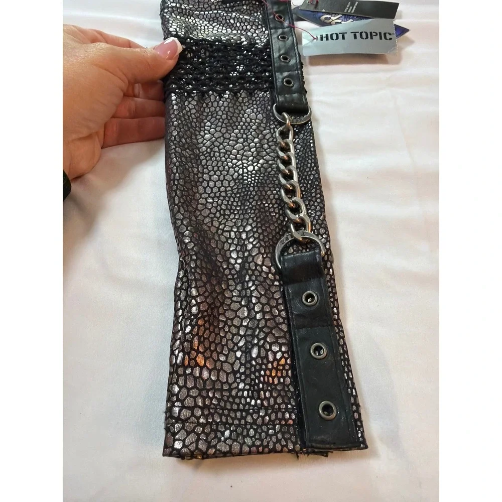 Tripp NYC Metallic Snakeskin Lace Chain Fingerless Arm Warmers Goth Hot Topic